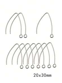 20/50pcs Fashion Stainless Steel Ball And Coil Earring Hooks Findings Ear Wires Fish Hook Earrings Hoops Ear Wire For DIY Jewelry Making - Silver - View 7