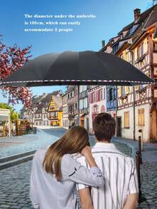 Windproof Travel Umbrella Foldable 10-ribs Strong Portable Umbrella For Men And Women To Block The Rain And Sun - Black - View 3