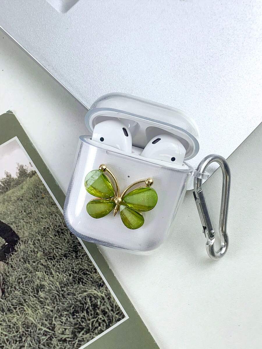 具有金屬蝴蝶設計的耳機收納盒,適用於airpods1/2,airpods Pro,airpods 3,airpods Pro（第2代） - 綠色 - 查看 1