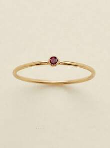 1件装 12月生日石款式 简约时尚 女士14K不锈钢戒指（提示：由于生产批次不同，可能存在一些色差） - 金黃色 - 查看 21