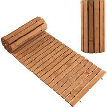 Sendero de madera para jardín de 2,4 m de longitud, pasarela recta resistente a la intemperie con alambre de acero resistente y motivos antideslizantes, pasarela enrollable de madera de abeto para patio, playa, jardín