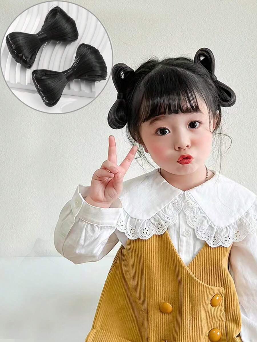 1 Pair Cute Bowknot Hair Clips For Girls - Black - View 1