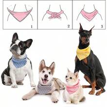 狗狗頸巾,秋冬季節寵物圍兜雙層圓點圖案圍巾,可調節洗淨適用於小中大型犬隻(圓點款) - 黃色 - 查看 4