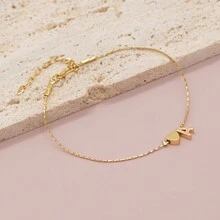 1 件 18k 鍍金鍊女式手鍊心形愛心吊飾字母 A-z 名字首飾時尚時尚設計 - 金色 - 查看 5