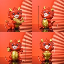 1 件生肖龍雕像樹脂裝飾品適用於客廳、門廳及家居裝飾 - 魚躍龍門-紅色 - 查看 2