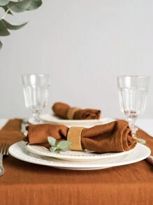 6pcs Retro Style Orange Simple Skin-Friendly Absorbent Table Napkins, Suitable For Hotel, Restaurant, Home, Party, Festival Decoration(Placemats, Cup Mats) - Orange - View 4