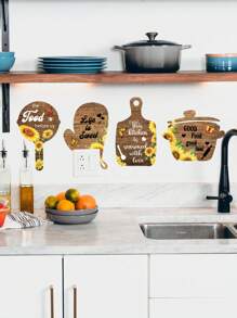 1入組創意向日葵和英式花卉廚房貼紙,廚房牆面裝飾 - 彩色 - 查看 1