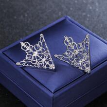 1對時尚中空皇冠領章,男女皆宜的領角徽章 - 銀色 - 查看 3