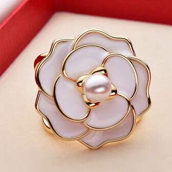 1 pièce Clip d'écharpe à fleur de camélia pour femme, broche polyvalente pour vêtements, écharpes, châles, hijabs, élégant pour la Saint-Valentin