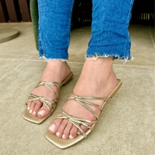 Women Flat Sandals - 金色 - 查看 1