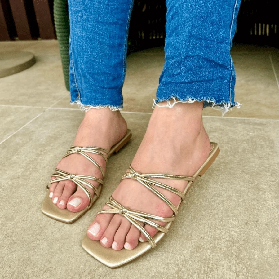 Women Flat Sandals - 金色 - 查看 1
