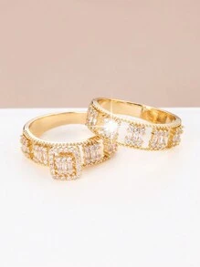 1對簡約時尚的小方設計女戒,適合派對、購物和約會 - 戒指套裝 - 查看 13