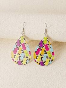 1對歐美風格時尚多彩兔子和水滴造型女式耳環,適合日常佩戴 - 彩色 - 查看 1