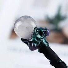 1根水晶球魔杖,巫師女巫角色扮演道具,硬木製,長32cm,節日禮物 - 11 - 查看 4