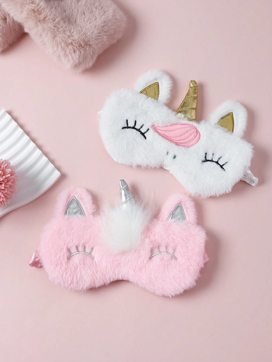 2入組卡通可愛眼罩（睡眠用） - 彩色 - 查看 1