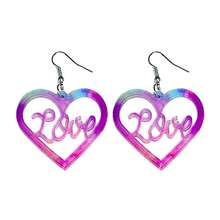 情人節粉色小女生風漸層草莓和火烈鳥形中空彩色耳環1對 - 火烈鳥 - 查看 7