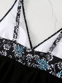 Women's Plus Size Mesh Skirt Sexy Swimsuit - Black - View 8