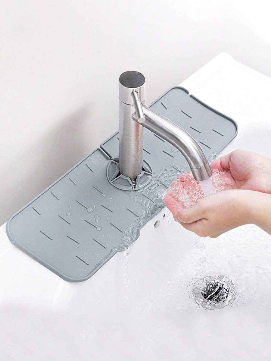 1pc Kitchen Silicone Faucet Absorbent Mat, Sink Splash Catcher