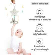 1pc Grey/white Hanging Musical Toy With Star & Koala Design, With Music Box Pp Stuffed Animal Baby Covered Bed Crib, Pram, Car Baby Seat Toys For Boy & Girls