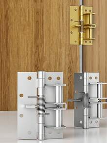 1pc Multi-Functional Door Closer Automatic Closing Hinge With 4-Inch Buffering Device, Spring And Concealed Hinge Design, 90-Degree Positioning - Silver - View 2