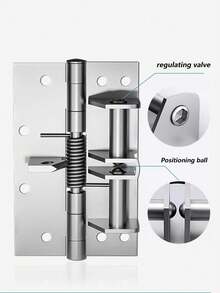 1pc Multi-Functional Door Closer Automatic Closing Hinge With 4-Inch Buffering Device, Spring And Concealed Hinge Design, 90-Degree Positioning - Silver - View 8
