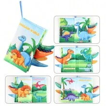 1本動物尾巴軟布書,含聲音紙,為嬰兒早期教育禮物,適用於生日/聖誕/復活節/感恩節禮物 - 恐龍 - 查看 2