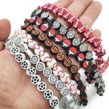 50入組拼盒裝10mm運動系列混色高分子粘土珠子,包括隨機高分子粘土間隔珠,適合diy手鐲,項鍊,耳環和珠寶製作 - 一包裝 - 查看 9