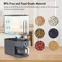 1 Set Rice Dispenser, 22-25 Lbs Rice Container With Measuring Cup, Upgraded Built-In Fresh Box, Cereal Dispenser Storage With Lids For Home Kitchen Pantry Rice Soybean Corn