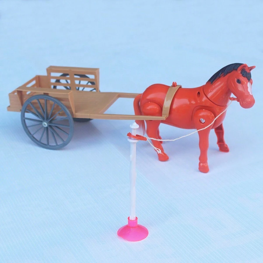 1pc Battery Operated Horse Toy With Sound Effects,spinning Pole,pull Cart,creative Stress Relief Gift - Multicolor - View 1