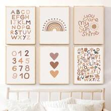 6Pcs/Set Heart-Shaped Frameless Canvas Wall Art - Perfect for Home Decor and Gift Giving - Multicolor - View 1