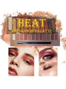 12 Colors Makeup Naked Heat Eyeshadow Palette,Nude Matte Shimmer Eyeshadow Palette,Natural Glitter Pigment Eye Shadow Pallete - 彩色 - 查看 2