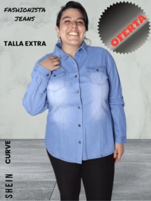 CAMISA MEZCLILLA CURVY TALLA EXTRA - Lavado ligero - Ver 2