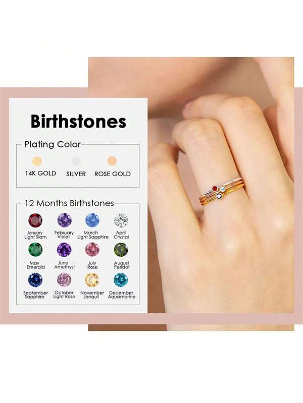 1 peça Anel de aço inoxidável e ouro 14k para mulheres, estilo minimalista e elegante, design de pedra de nascimento de dezembro