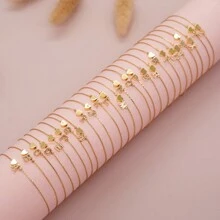 1 件 18k 鍍金鍊女式手鍊心形愛心吊飾字母 A-z 名字首飾時尚時尚設計 - 金色 - 查看 3