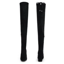 Women's 995 Over The Knee High Stylish Long 3.54Inch Square Toe Block Heel Boots - 黑色 - 查看 6