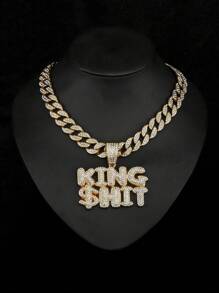 1件男士嘻哈3D水钻镶嵌双排字母和King Hit标志吊坠项链，个性化街舞饰品 - king hit吊墜項鍊 - 查看 17