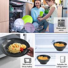 1pc Black Reusable, Unbreakable Plastic Food Plate, Lightweight Camping Dish, Various Color Microwave Safe Plate, Kitchen Dishwasher Safe (3 Sizes) - Black - View 7