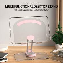 Acrylic Tablet Stand, Mobile Phone Holder, Foldable And 360 Degree Rotating Adjustment, Multi-Color Optional, 1 Piece - Pink - View 1