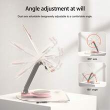 Acrylic Tablet Stand, Mobile Phone Holder, Foldable And 360 Degree Rotating Adjustment, Multi-Color Optional, 1 Piece - Pink - View 8