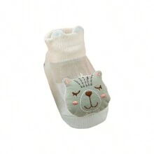 1對新生兒襪子,春秋短款地板襪,卡通玩具設計 - 綠色 - 查看 9