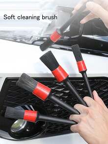 5-piece car wash, car brush, interior gap details, cleaning tool, car beauty products, cleaning tool, small brush, soft bristle brush - Red - View 8