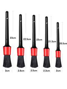 5-piece car wash, car brush, interior gap details, cleaning tool, car beauty products, cleaning tool, small brush, soft bristle brush - Red - View 3