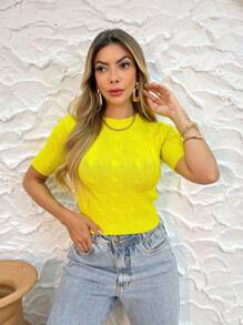 Women Knit Tops - Yellow - View 2