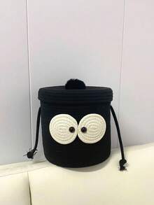 1入黑色炭球形帶蓋儲物籃,適用於零食、洗衣、蔬菜、玩具等 - 黑色 - 查看 9