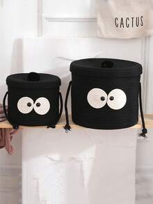 1入黑色炭球形帶蓋儲物籃,適用於零食、洗衣、蔬菜、玩具等 - 黑色 - 查看 7