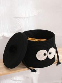 1入黑色炭球形帶蓋儲物籃,適用於零食、洗衣、蔬菜、玩具等 - 黑色 - 查看 8