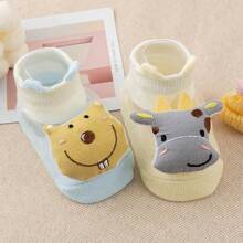 1對新生兒襪子,春秋短款地板襪,卡通玩具設計 - 綠色 - 查看 6