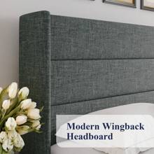 Allewie Lift Up Storage Bed With Modern Wingback Headboard, Hydraulic Storage, No Box Spring Needed, Full/Queen/King Size Bed Frame * Bed Frame Queen Queen Bed Frame Bed Frame Full Full Size Bed Frame King Size Bed Frame Twin Bed Frame Room Decor Home Decor Christmas Decor Bedroom Decor Valentine Day Decor Storage Living Room Decor Furniture House Decor - Màu xám đen - Xem 10