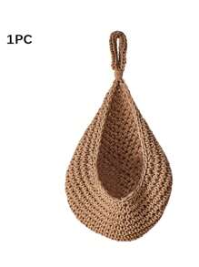 1入手編蔬果掛籃，掛牆式，鳥巢式配露滴形網，可掛牆安裝 - 棕色 - 查看 9