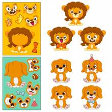 48pcs Animal Make A Face Stickers, Make You Own Cartoon Animal Mix And Match Stickers For Laptop Luggage Water Bottle, Cute Vinyl Waterproof Stickers For Party Favor Supplies Birthday Craft - Multicolor - View 6